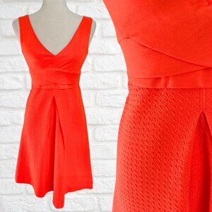 Anthropologie HD in Paris Orange A-Line Sleeveless V-Neck Dress Textured Skirt 0